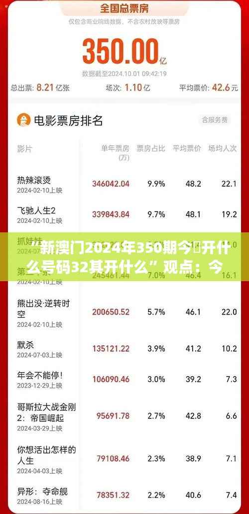 “新澳门2024年350期今睌开什么号码32其开什么”观点：今夜开奖号码与32的神奇组合效应