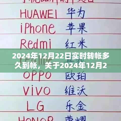 关于实时转账到账时间的详解,2024年12月22日转账多久到账?