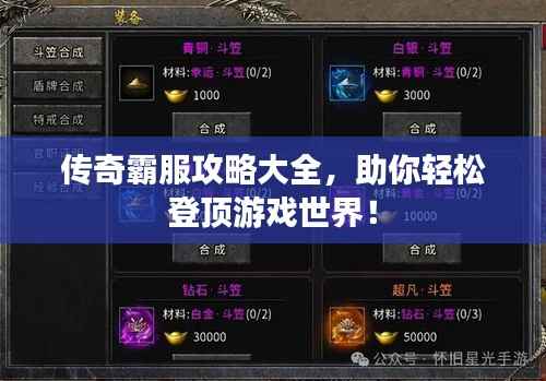 传奇霸服攻略大全,助你轻松登顶游戏世界!