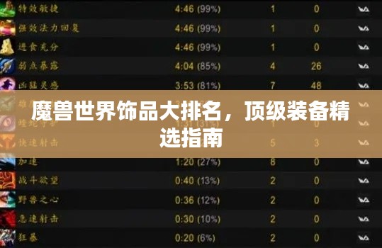 魔兽世界饰品大排名,顶级装备精选指南