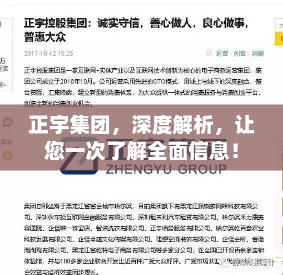 正宇集团，深度解析，让您一次了解全面信息！