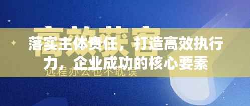 落实主体责任,打造高效执行力,企业成功的核心要素
